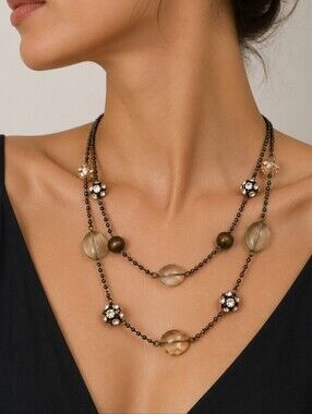 CATO Double Chain Disco Ball Beaded Necklace